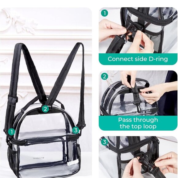 Convertible Stadium Clear Bag 12x6x12 - Waterproof Lunch Box with Multi-Pockets - Picture 3 of 8